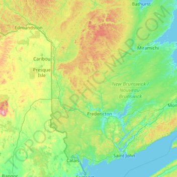 Topografische Karte Saint John River, Höhe, Relief