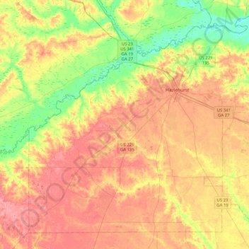 Topografische Karte Jeff Davis County, Höhe, Relief
