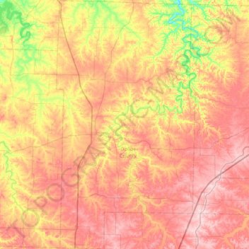Topografische Karte Dallas County, Höhe, Relief