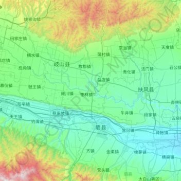 Topografische Karte 岐山县, Höhe, Relief