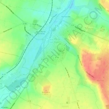Topografische Karte Saint-Pierre-sur-Dives, Höhe, Relief
