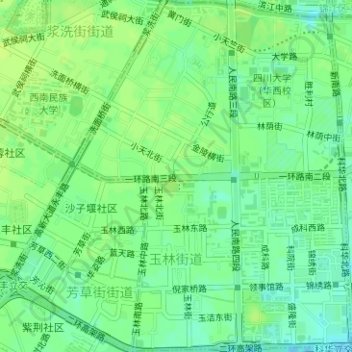 Topografische Karte 玉林街道, Höhe, Relief