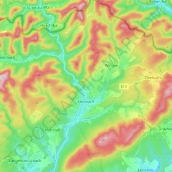 Topografische Karte Lembach, Höhe, Relief