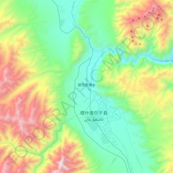 Topografische Karte 提孜那甫乡, Höhe, Relief
