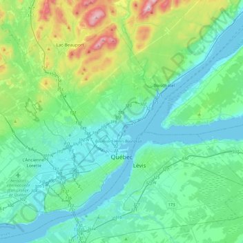 Topografische Karte Québec, Höhe, Relief