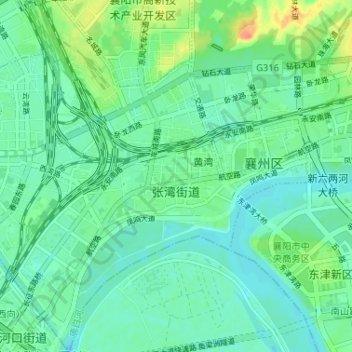 Topografische Karte 张湾街道, Höhe, Relief