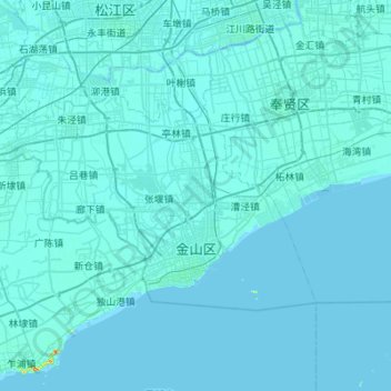 Topografische Karte 金山区, Höhe, Relief