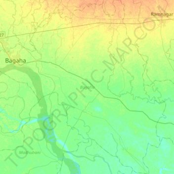 Topografische Karte Bagaha, Höhe, Relief