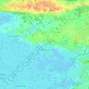 Topografische Karte Sallertaine, Höhe, Relief