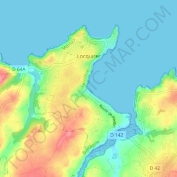 Topografische Karte Locquirec, Höhe, Relief