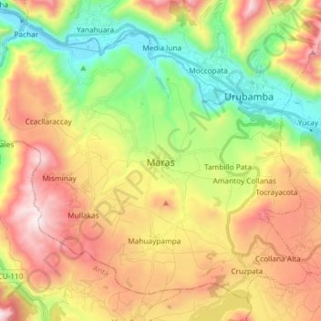 Topografische Karte Maras, Höhe, Relief