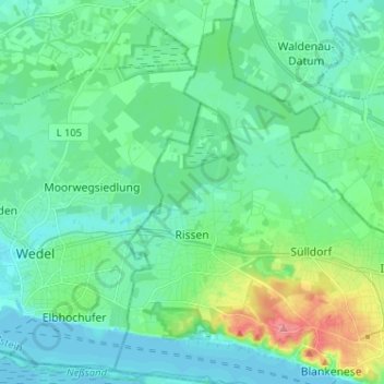 Topografische Karte Rissen, Höhe, Relief