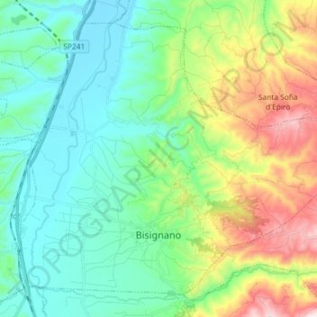 Topografische Karte Bisignano, Höhe, Relief