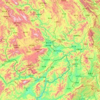 Topografische Karte 西双版纳州, Höhe, Relief