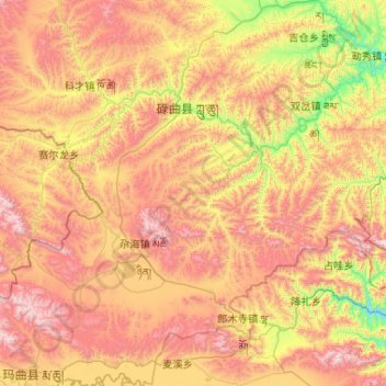 Topografische Karte 碌曲县, Höhe, Relief