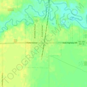 Topografische Karte Portland, Höhe, Relief