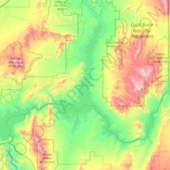 Topografische Karte Lake Mead, Höhe, Relief