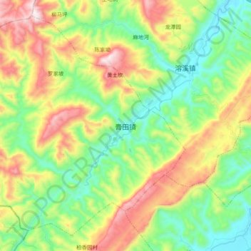 Topografische Karte 膏田镇, Höhe, Relief