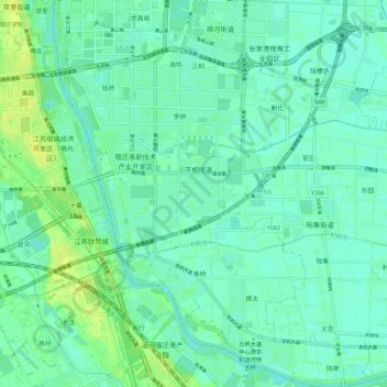 Topografische Karte 下相街道, Höhe, Relief