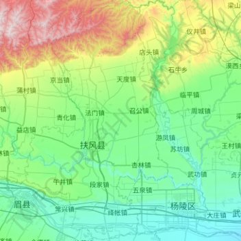 Topografische Karte 扶风县, Höhe, Relief