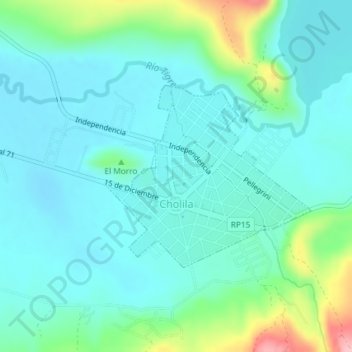 Topografische Karte Cholila, Höhe, Relief