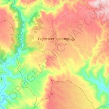Topografische Karte Foghesu/Perdasdefogu, Höhe, Relief