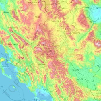Topografische Karte Epirus - Western Macedonia, Höhe, Relief