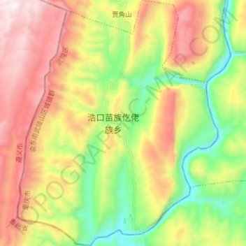 Topografische Karte 浩口乡, Höhe, Relief