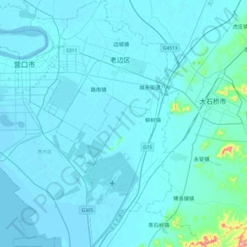 Topografische Karte 老边区, Höhe, Relief