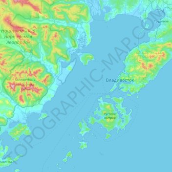Topografische Karte Амурский залив, Höhe, Relief