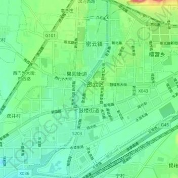 Topografische Karte 鼓楼街道, Höhe, Relief