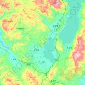 Topografische Karte 江川区, Höhe, Relief