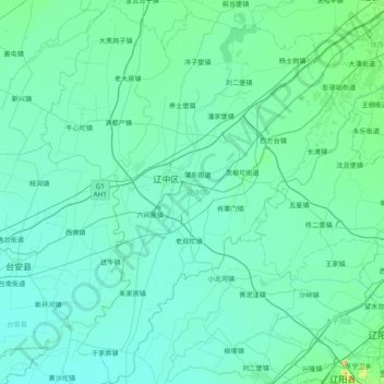 Topografische Karte 辽中区, Höhe, Relief