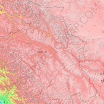 Topografische Karte Ladakh, Höhe, Relief