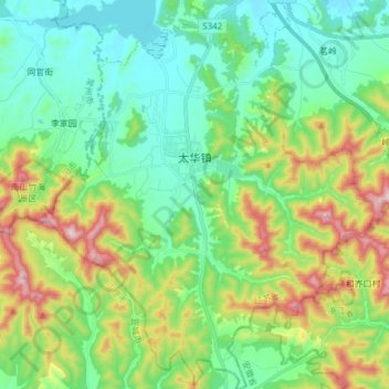 Topografische Karte 太华镇, Höhe, Relief