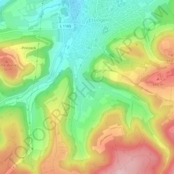 Topografische Karte 73457, Höhe, Relief