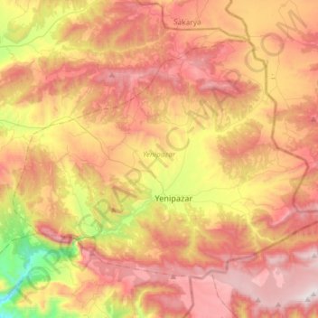 Topografische Karte Yenipazar, Höhe, Relief
