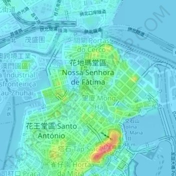 Topografische Karte 花地瑪堂區, Höhe, Relief