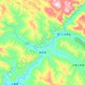Topografische Karte 樊哙, Höhe, Relief