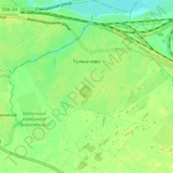 Topografische Karte Толмачёво, Höhe, Relief