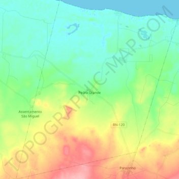 Topografische Karte Pedra Grande, Höhe, Relief
