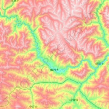 Topografische Karte 俄西乡, Höhe, Relief