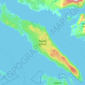 Topografische Karte Texada Island, Höhe, Relief