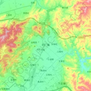 Topografische Karte 刘厂镇, Höhe, Relief