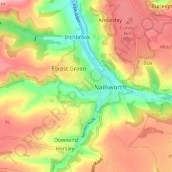 Topografische Karte Nailsworth, Höhe, Relief