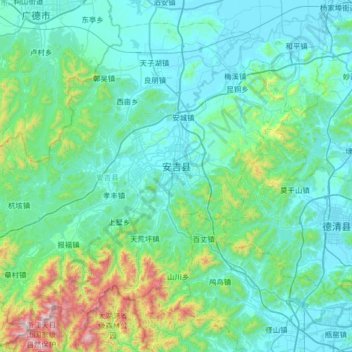 Topografische Karte 安吉县, Höhe, Relief