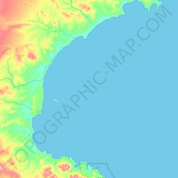 Topografische Karte Bahia Camarones, Höhe, Relief