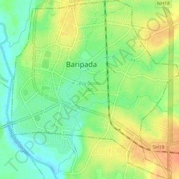 Topografische Karte Baripada (M), Höhe, Relief