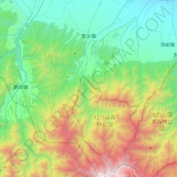 Topografische Karte 营头镇, Höhe, Relief