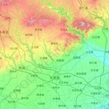 Topografische Karte 礼泉县, Höhe, Relief